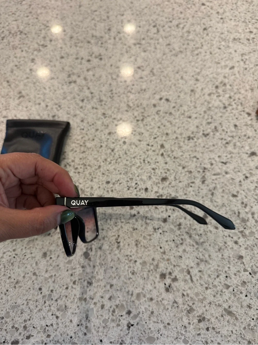 QUAY Nightfall Medium Sunglasses - Black/Teal Glow